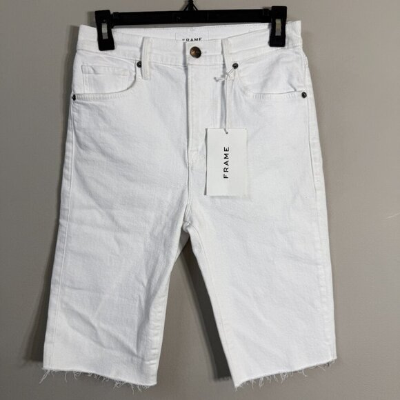 Frame Le Vintage Bermuda Shorts Women's 25 White Denim High Rise Stretch NWT - Picture 5 of 15